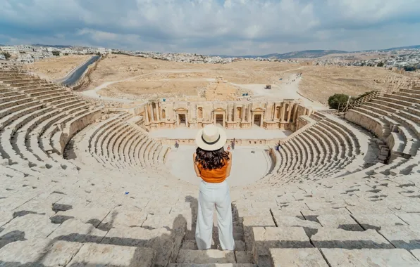 Picture Girl, Jordan, Jordan, Jerash, Jerash, Southern Theatre, Southern Theater