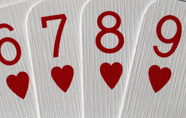 Card, hearts, 6789
