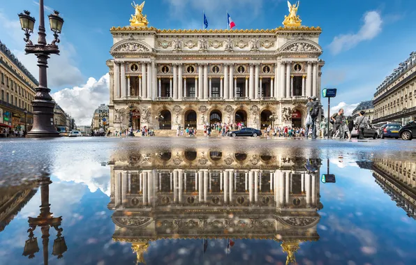 Picture reflection, France, Paris, theatre, Opera