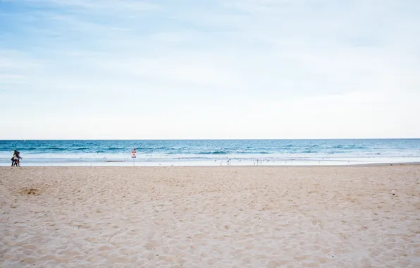 Sand, sea, beach, the sky, water, the ocean, horizon