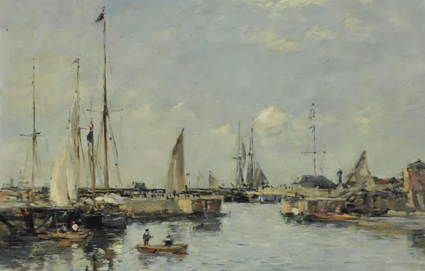 Ship, picture, sail, Eugene Boudin, Eugene Boudin, Shipping Lock at Trouville