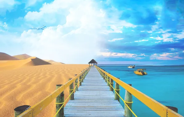 The ocean, collage, desert, pierce