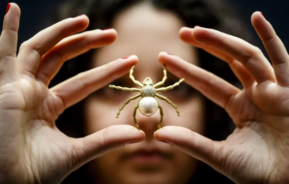 Picture spider, art, fingers, jewelry