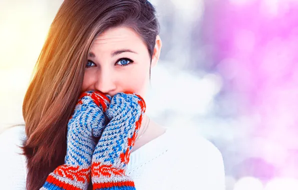 Winter, girl, snow, blonde, I love it