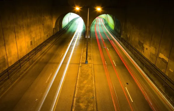 Road, lights, the tunnel