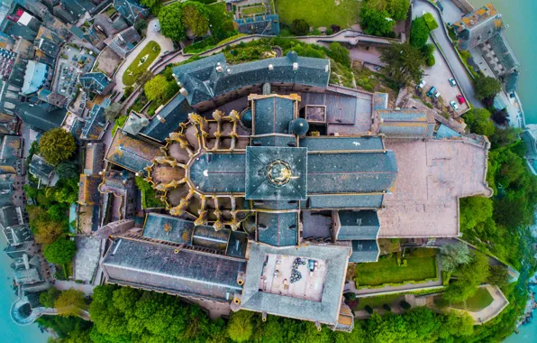 Picture France, Normandy, Mont Saint Michel, aerial view, The Mont-Saint-Michel, Saint Michael's Mount