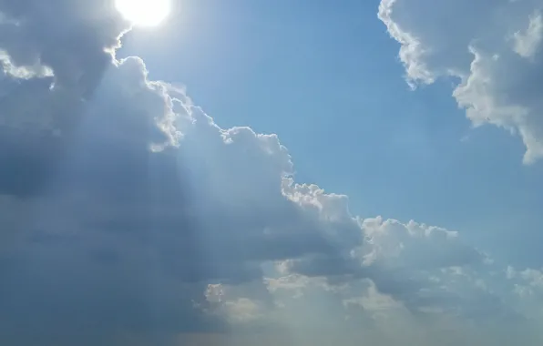 The sky, the sun, clouds, clouds, blue