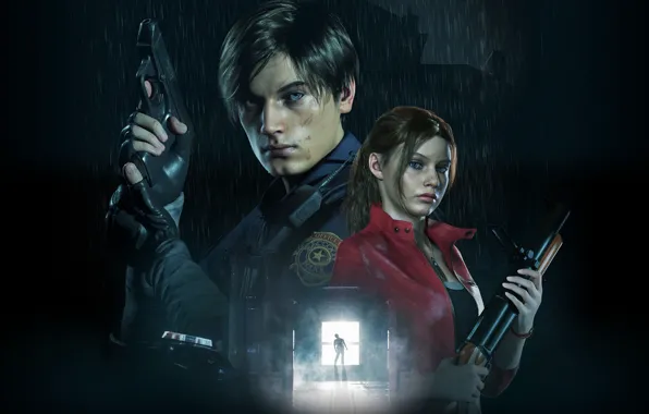 Girl, The game, Gun, Weapons, Guy, Jacket, Form, Claire Redfield