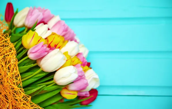 Picture flowers, bouquet, spring, colorful, tulips, fresh, pink, flowers