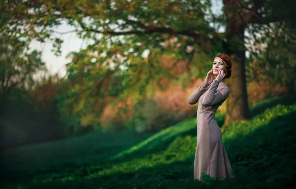 Look, dress, waist, nature