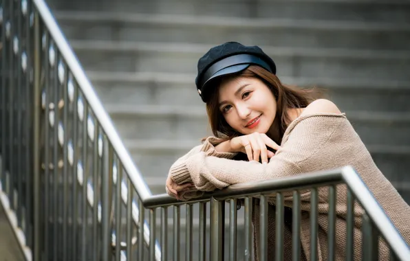 Look, cap, Asian, bokeh