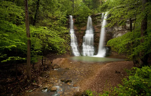 Picture forest, rock, waterfall, Arkansas, Arkansas, Triple Falls, Buffalo National River Park