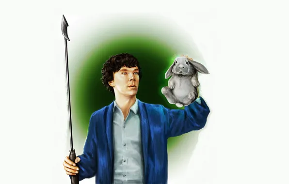 Rabbit, art, Sherlock Holmes, harpoon, Benedict Cumberbatch, Benedict Cumberbatch, Sherlock, Sherlock BBC