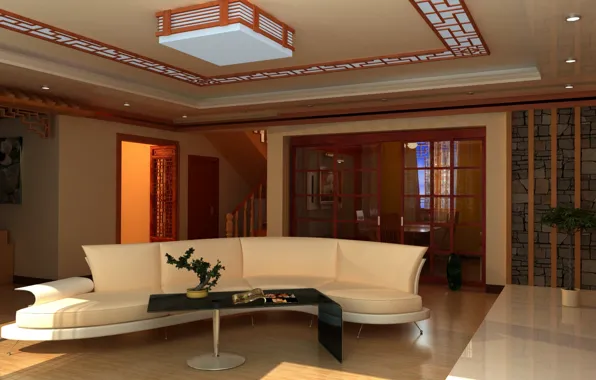 Flowers, design, style, sofa, plants, apartment, interior. room