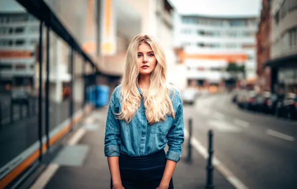 The city, shirt, bokeh, Martin Kuhn, Daria