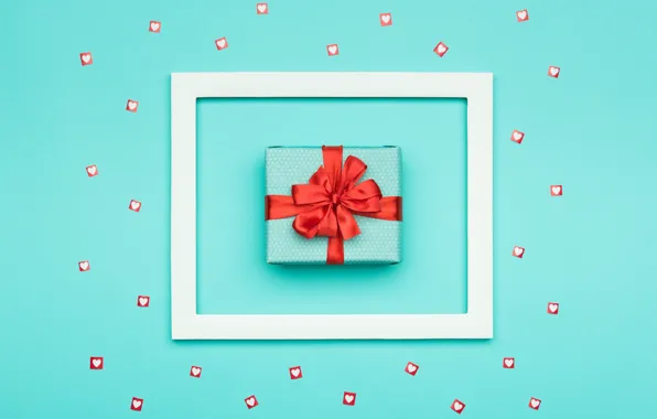 Red, squares, background, holiday, box, gift, blue, color