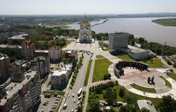 Wallpaper summer, the city, river, photo, street, home, Church, Cupid ...