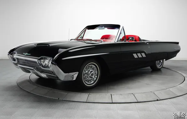 Ford, Convertible, 1963, Classic cars, Black roadster, 428 V8, Thunderbird