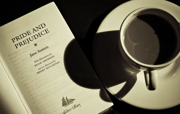 Picture coffee, book, different, the, book, Jane Austen, a coffee, Pride and Prejudice