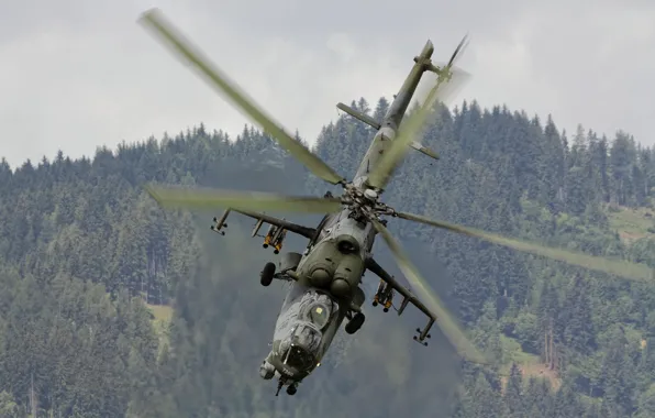 Picture flight, helicopter, blades, Mi-35, shock