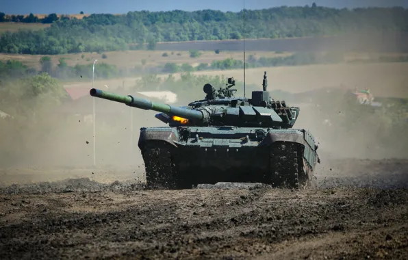 Picture Dust, Dirt, Shooting, Russia, Tank, Shot, T-72B3, Russian battle tank