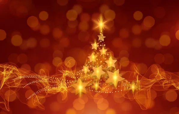 Star, spruce, lights, New Year, Christmas