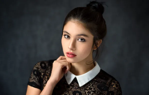 Look, model, portrait, makeup, brunette, hairstyle, beauty, bokeh