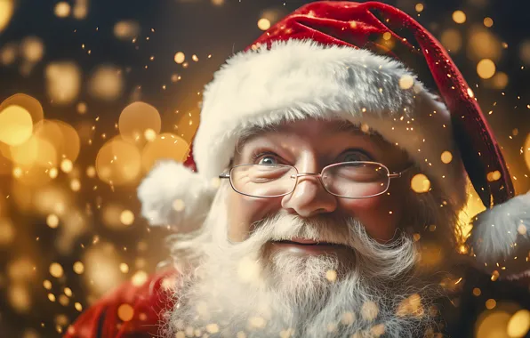 Winter, look, snow, face, lights, portrait, glasses, Christmas
