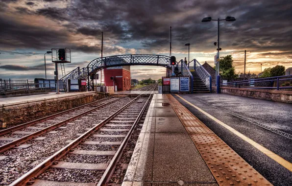 The sky, the city, Carnoustie Railway bridge.railroad