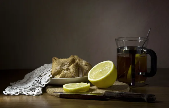 Picture lemon, tea, food