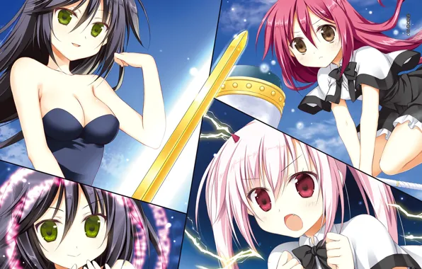 Girls, Sword, Magic, Collage, Juuoumujin no Fafnir
