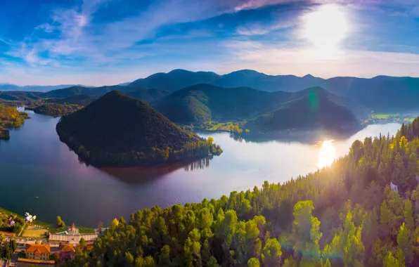 Picture forest, river, landscape, nature, mountains