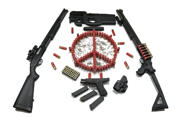 Gun, weapons, sign, machine, cartridges, shotgun