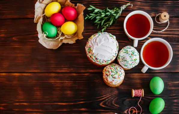 Holiday, tea, eggs, Easter, cakes