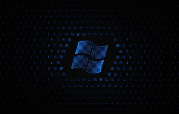 Blue, texture, logo, black background