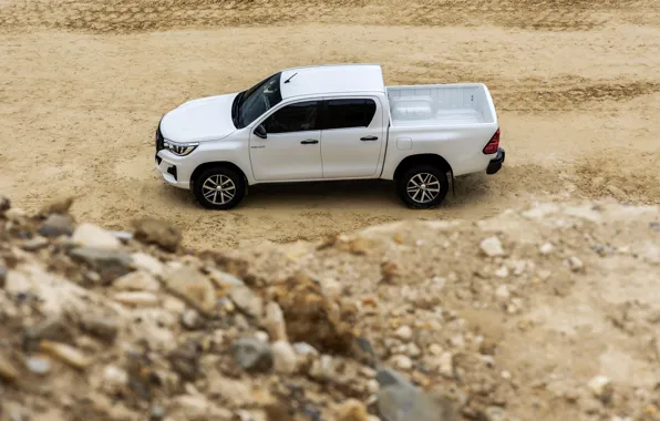 White, Toyota, side view, pickup, Hilux, Special Edition, 2019