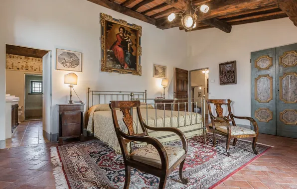 Design, style, room, Villa, interior, Italy, bedroom, Tuscany
