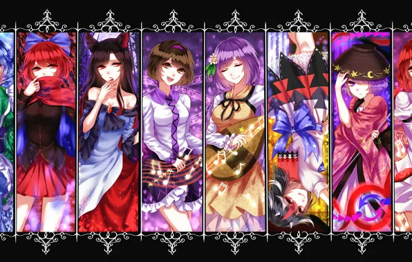Girls, collage, Touhou, Sekibanki, Wakasagihime, Touhou, Touhou, Sheya