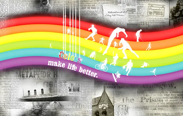 Picture color, rainbow, Newspapers, Color make life better
