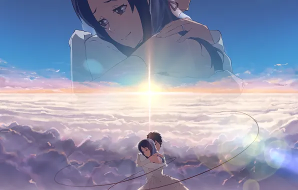 Romance, anime, art, hugs, two, Kimi no VA On, Your name