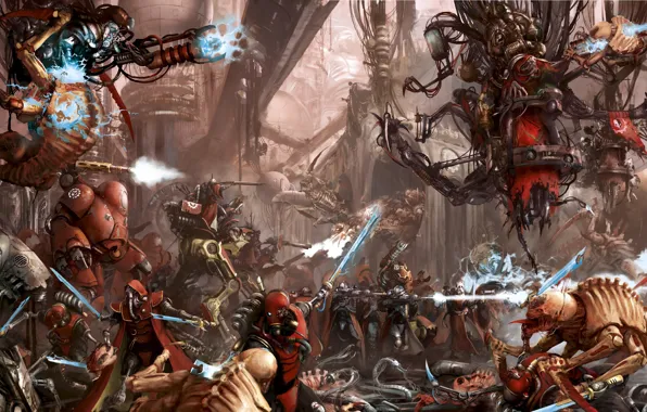Picture Warhammer 40 000, tyranids, tech priest, Adeptus Mechanicus