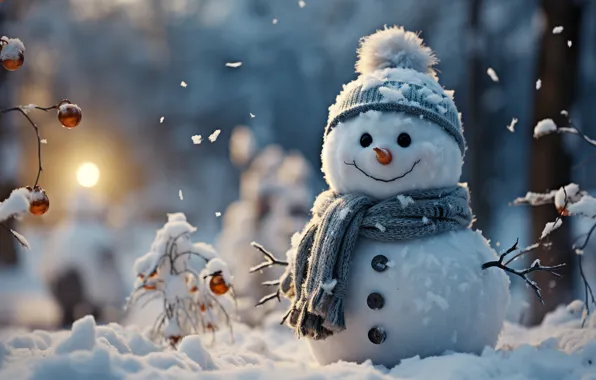 Picture snowman, decoration, New Year, snow, snow, winter, happy, New Year