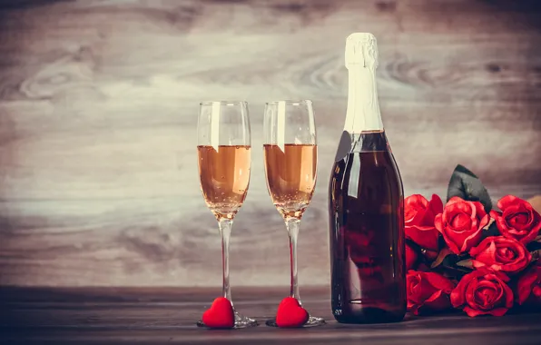 Picture flowers, romance, glass, roses, champagne, March 8