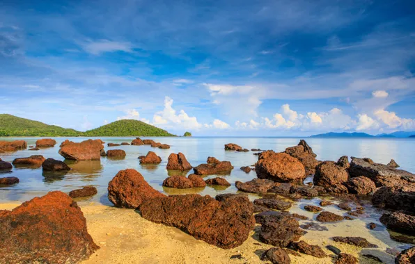 Sand, sea, wave, beach, summer, the sky, stones, summer