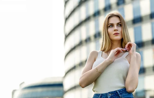 Girl, pose, hair, bokeh, Natalia Gerasimovich, Dmitry Medved