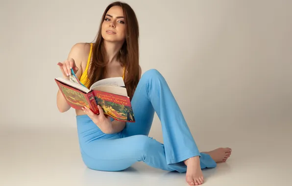 Girl, beautiful, model, pretty, sweet, pants, long-haired, tank top