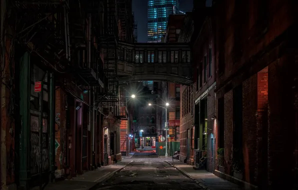 Night, the city, street, building, home, New York, USA, USA