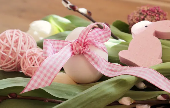 Light, flowers, pink, holiday, toy, egg, spring, rabbit