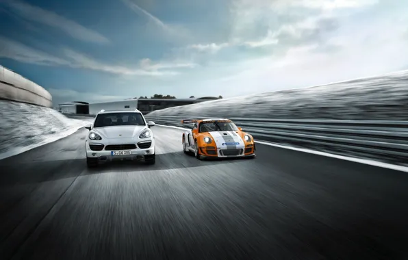 Road, machine, mix, sports car, Porsche