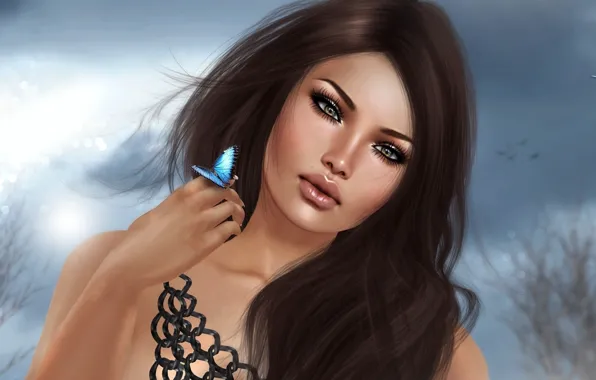 Picture look, girl, portrait, brown hair